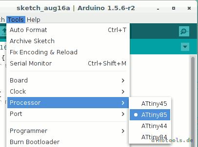 Arduino IDE 1.5 mit ATtiny